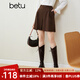百圖betu女裝秋冬新款短褲美拉德冬日限定ins風(fēng)高腰闊腿短褲女2310T81 深啡 S