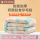 羅萊家紡 加厚毛毯 雙層蓋毯加大拉舍爾毛毯 秋冬季單雙人保暖毯子 潮尚攻略雙層拉舍爾毯 綠色 200*230cm