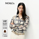 MO&Co.襯衫2025春新品洗舊漸變格紋潑墨斑駁印花寬松棉質(zhì)MBE1SHT021 黑白格色 S 160