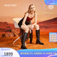 NINE WEST/玖熙騎士靴牛皮高筒粗跟皮靴顯瘦長(zhǎng)靴女NG250039CK 黑色 37