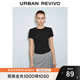 UR2025秋季新款女裝時(shí)尚修身褶皺收腰圓領(lǐng)短袖T恤UWM450063 黑色 M