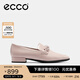 愛步（ECCO）穆勒鞋女 尖頭單鞋淺口粗跟皮鞋 型塑214243 裸粉色21424301118（牛皮革） 38