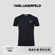 Karl Lagerfeld卡爾拉格斐輕奢老佛爺男裝夏款圓領(lǐng)休閑短袖T恤231N1707 黑色 M