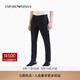 EMPORIO ARMANI/阿瑪尼官方旗艦男士純棉修身直筒微彈純色休閑褲 【修身直筒微彈】黑色 (褲長(cháng)偏長(cháng)) 46 (S) (推薦：120-135斤)