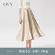 OVV2022春夏新款女裝多色條紋彈力松緊拼接百褶時(shí)尚針織半身裙GQAZJ12001A 卡其綠鑲拼01 L
