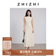 致知ZHIZHI 隔簾聽 蛀蟲紗女性化捏褶收腰連衣裙女2025夏新款 奶油米 M