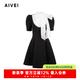 AIVEI欣賀艾薇2025春季甜美淑女宮廷千金蝴蝶結(jié)連衣裙S712202A 黑色 M
