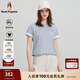 Hush Puppies【絲滑柔軟】暇步士女裝2025夏季多色簡約基礎(chǔ)款質(zhì)感短袖圓領(lǐng)衫 海藍(lán)色 L