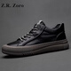 Z.R.Zoro品牌男鞋2025秋冬新款頭層牛皮鞋子男加絨板鞋男歐洲站英倫鞋子男 黑色-限量版 40 現(xiàn)貨（皮鞋碼）