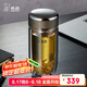 希諾抗菌玻璃杯雙層透明水杯男高檔泡茶杯子XN-1926中閃銀灰 370mL