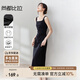 尚都比拉法式高級感連衣裙女秋季赫本風(fēng)長(cháng)款氣質(zhì)A字裙抽褶收腰顯瘦背帶裙