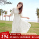 百圖betu女裝2025夏季新款連衣裙V領(lǐng)波點(diǎn)飄逸蛋糕裙雪紡裙子女2504T95 米白 S
