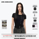 ANN ANDELMAN官方直營(yíng)不對(duì)稱短袖修身小開(kāi)衫短袖修身毛針織外套女 黑色 S