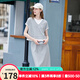 百圖betu女裝2025夏季新款女裝套裝簡(jiǎn)約假兩件上衣兩件套裙子2507T55 淺灰 L