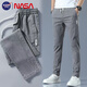 NASA BASE休閑褲男春夏秋季寬松商務(wù)直筒褲百搭2025新款男士彈力長褲子男 淺灰 XL 建議【115-140斤】
