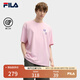 FILA 斐樂官方插畫師聯(lián)名情侶針織短袖2025春季新款時尚休閑寬松T恤 肉粉色-PK L 175/96A/L