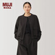 無(wú)印良品（MUJI） 女式 彈力起毛 開(kāi)衫式夾克 女外套秋季款 長(cháng)袖 BD0YSC4A 深棕色 M (160/84A)