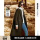ELLE法式中長(zhǎng)款西裝人字紋毛呢外套女2023冬復(fù)古保暖氣質(zhì)羊毛大衣 咖格 L