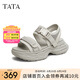 他她（TATA）厚底沙灘涼鞋女黑色運(yùn)動(dòng)涼鞋魔術(shù)貼涼鞋2025夏新CXM01BL5 灰色 37