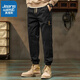 真維斯（Jeanswest）秋冬季休閑褲男士潮流新款寬松束腳褲加絨百搭舒適運動(dòng)工裝長(cháng)褲子 黑色 4XL （180-200斤）