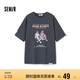 森馬短袖t恤女中長(zhǎng)款復(fù)古字母印花夏寬松套頭打底衫101324100060