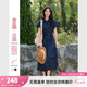 梵希蔓時(shí)尚氣質(zhì)襯衫連衣裙女2025年夏季新款內搭吊帶收腰顯瘦長(cháng)裙 M9965 藏青色 S