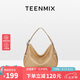 天美意（TEENMIX）女包牛皮單肩包大容量斜挎腋下包通勤牛角法棍包七夕禮物送女友