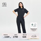 KOLON SPORT/可隆連體褲闊腿 女子戶外防潑水休閑露營運(yùn)動(dòng)拉鏈褲子 LKOP4MT576-BK 黑色 S 160/84A
