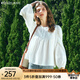 Olrain歐芮兒法式米白色雪紡衫女早秋2024新款寬松鏤空?qǐng)A領(lǐng)襯衫 米白色 L