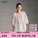 艾諾絲雅詩【商場同款】夏季新品時尚立體圓圈花朵雪紡衫上衣女30535045 白色 M