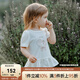 OAK FAMILY夏季女童T恤絲柔棉圓領短袖打底衫百搭花邊彈力上衣 奶杏色 100 cm
