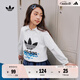 adidas男女大童純棉運(yùn)動(dòng)上衣圓領(lǐng)短袖T恤兒童夏季阿迪達(dá)斯三葉草   白色/鳥羽藍(lán)   152