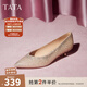 他她（TATA）法式氣質(zhì)高跟鞋女鞋晚宴婚鞋低跟單鞋秋新款FVZA8CQ4 金色 38