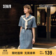 森馬（Semir）[森柔牛仔]牛仔連衣裙女夏工裝風(fēng)收腰港風(fēng)中長(cháng)裙103324114001