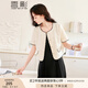 香影（xiangying）小香風(fēng)蕾絲開衫外套女短款2025春夏新款花邊法式米白短袖上衣 米色 S