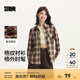 森馬（Semir）長袖襯衫女中長款慵懶寬松落肩休閑秋季chic復古格紋襯衣潮流 白咖色調00415 M