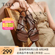 他她（TATA）綁帶粗跟涼鞋女鞋一字帶氣質(zhì)簡約涼鞋2025夏新款 啡色 37
