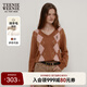 Teenie Weenie小熊秋學(xué)院休閑綿羊毛混紡V領(lǐng)學(xué)院菱形格毛衣針織衫