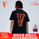 VLONEFRIENDS量子糾纏大LOGO印花短袖T恤男女同款半袖純棉潮流休閑寬松 VLTE25014黑橙 L