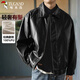 啄木鳥(niǎo)（TUCANO）夾克男士時(shí)尚休閑翻領(lǐng)百搭機車(chē)服美式皮衣茄克上衣外套 黑色 XL
