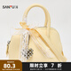 三福手提包夏季浪漫花園法式貝殼包蕾絲蝴蝶結柔軟女包501460 黃色 小