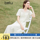 百圖betu女裝夏季新款連衣裙度假風假兩件減齡連衣裙女2403D16 杏色 M