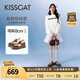 KISSCAT接吻貓女鞋趙昭儀/秦嵐同款8cm內(nèi)增高太妃糖厚底德訓運動小白鞋 慕斯棕 37 (235mm)