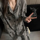 JIOESC睡衣女長(cháng)袖秋冬季爆款開(kāi)衫卡通HelloKitty舒適少女家居服兩件套 純灰KT貓【長(cháng)袖套裝】 XL 【120-140斤】