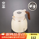 容山堂機械溫顯陶瓷內膽燜茶壺2025新款保溫壺家用悶茶壺燜泡壺 機械溫顯噴陶燜茶壺-月光白 1.1L