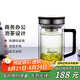 希諾（HEENOOR）雙層玻璃杯男士耐熱防燙帶把帶手柄商務(wù)辦公玻璃水杯過濾茶杯子 時尚拉絲杯蓋-不銹鋼部件420ml