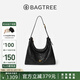 BAGTREE包包樹圖南植鞣牛皮hobo女包2025年新款真皮單肩斜挎包通勤餃子包 檀黑色-大號 贈斜挎延長肩帶 高級小眾