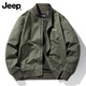 吉普（JEEP）美國正品純棉工裝棉服夾克男士秋冬季休閑加厚保暖機車(chē)棒球服外套 軍綠色 常規 【國際大牌】 XL 【適合145斤左右】