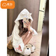 棉致可愛小貓耳朵連帽外套女春秋季2025新款休閑開衫衛(wèi)衣寬松慵懶上衣 2601白色【常規(guī)高品質33.5】 L 100-120斤