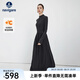 Navigare意大利小帆船女士長袖連衣裙2025秋季新款休閑簡約裙子褶皺T恤裙 隕石黑 L
